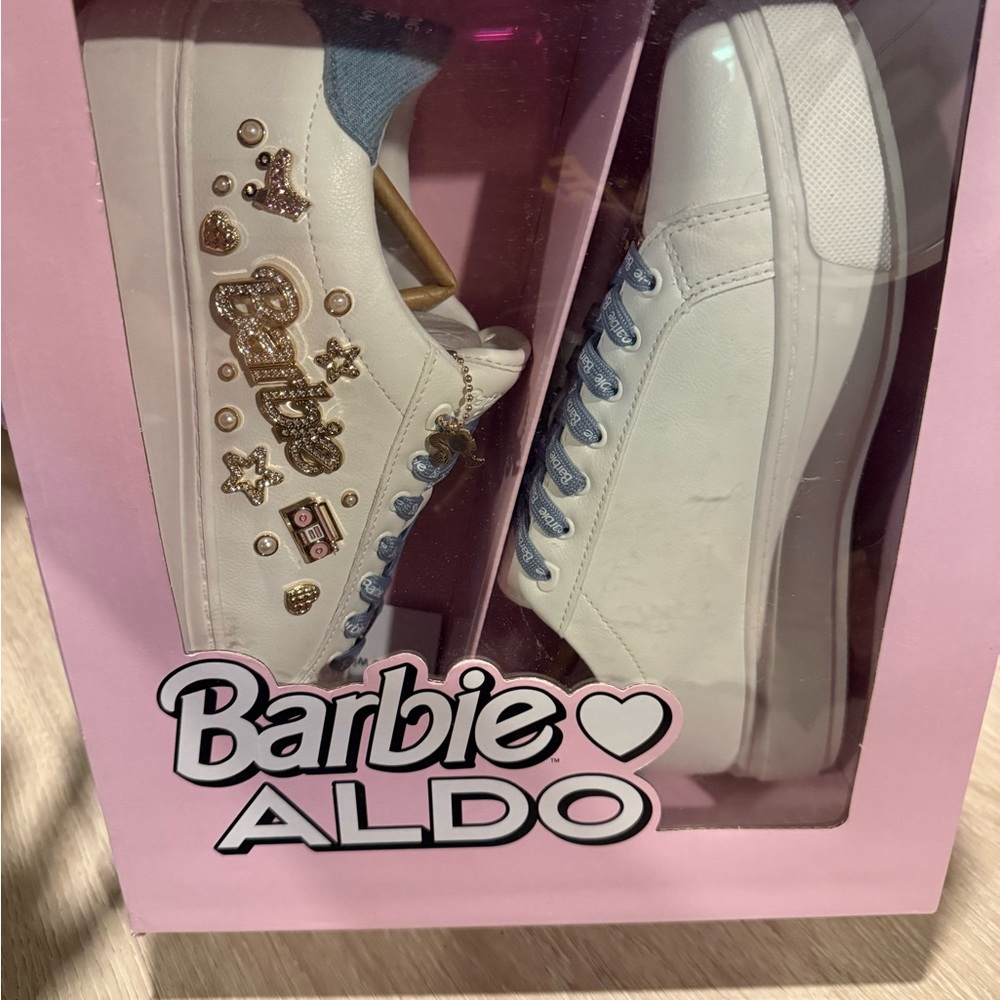 Barbie ALDO White Sneakers with Gold Accents